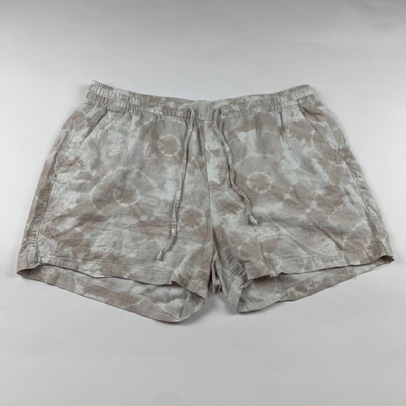 Old Navy Tan Tie Dye Linen Blend High Rise Pull On Shorts XL - Picture 1 of 4
